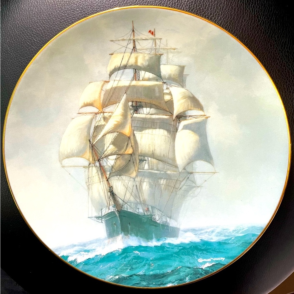 Vintage 1990 W S George collector plate”The lightning in lifting Fog”